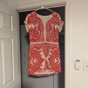 Madewell Red and Cream Patterned Dress